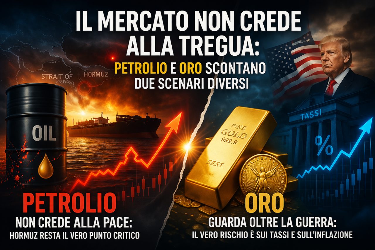 Il mercato non crede ancora alla tregua: petrolio e oro stanno già scontando due scenari diversi