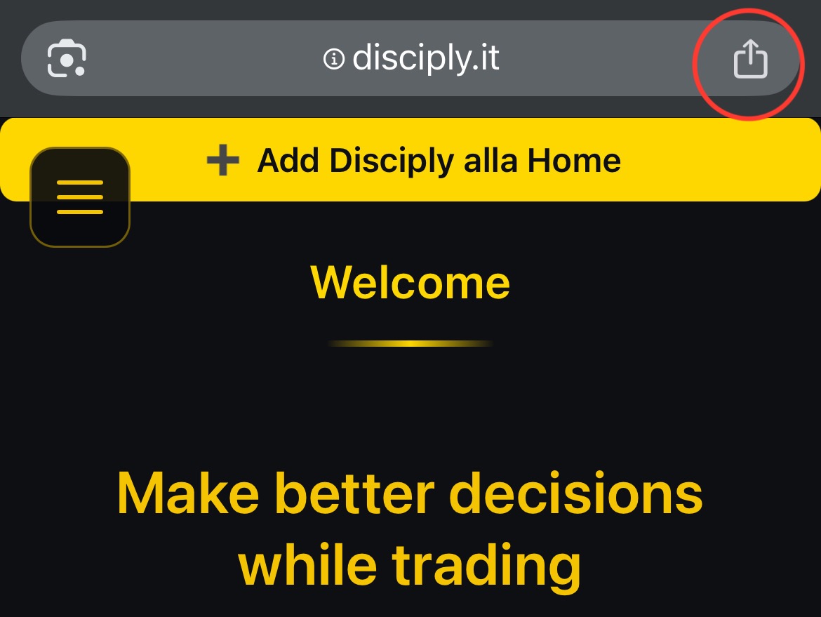 Step 1 - apertura del link Disciply