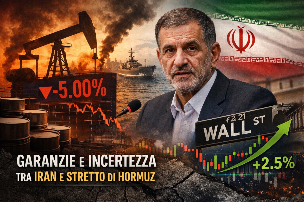 Mercati appesi a una parola: “garanzie”. Petrolio in caduta, Wall Street rimbalza, ma il nodo Iran-Hormuz resta aperto